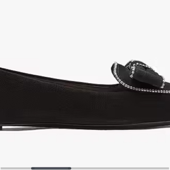 Kate Spade B Dazzled Black Bow Loafers - Picture 2 of 5